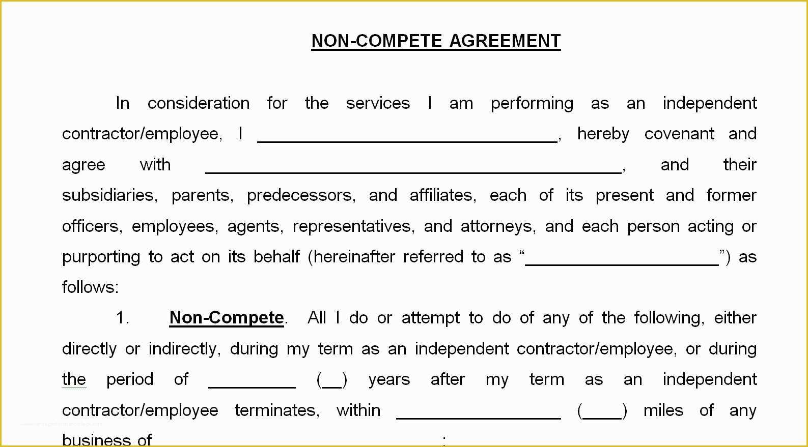 Free Non Compete Agreement Template Of Eliminating "non Pete" Agreements