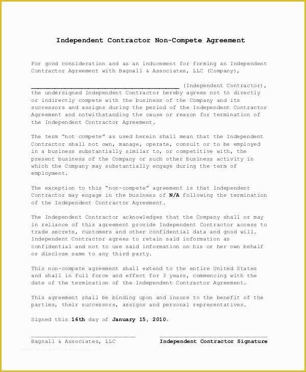 Free Non Compete Agreement Template Of Non Pete Agreement 11 Free Word Pdf Documents