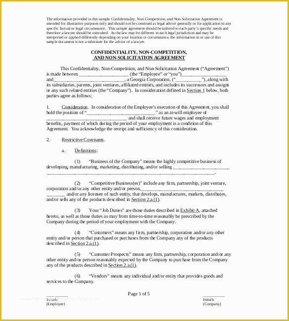 Free Non Compete Agreement Template Of Non Pete Agreement Template – 10 Free Word Excel Pdf