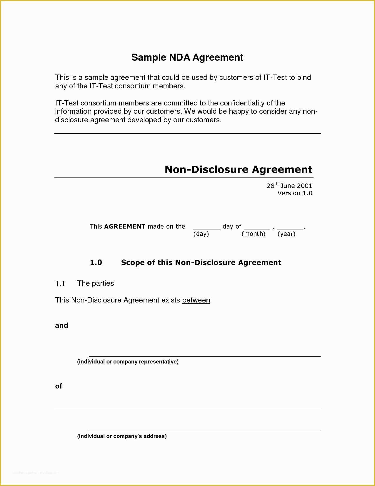 Free Non Disclosure Agreement Template California Of Confidentiality Agreement Sample