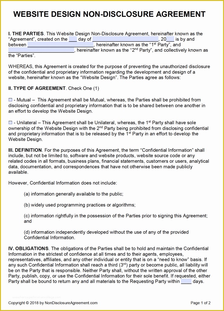 Free Non Disclosure Agreement Template California Of Free Non Disclosure Agreement Template for California