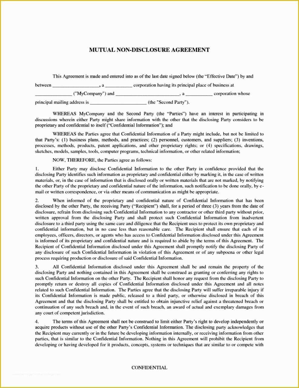 Free Non Disclosure Agreement Template California Of Non Disclosure Agreement California Template
