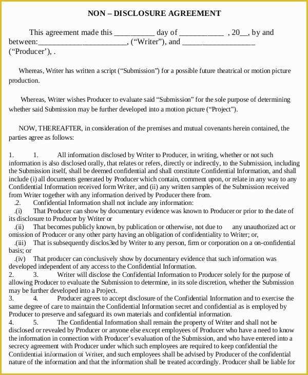 Free Non Disclosure Agreement Template California Of Non Disclosure Agreement form – 9 Free Word Pdf