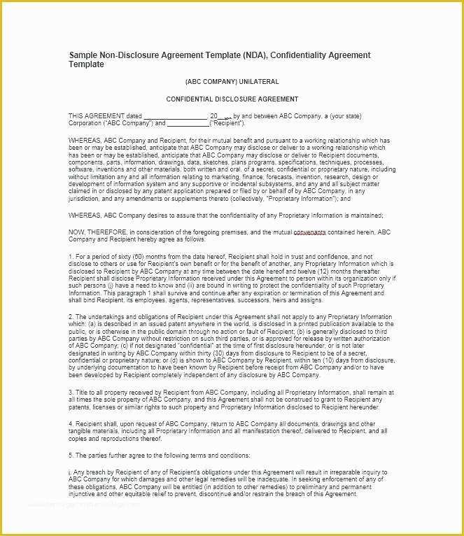 Free Non Disclosure Agreement Template California Of Pany Nda Template