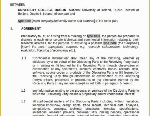 Free Non Disclosure Agreement Template Of 21 Non Disclosure Agreement Templates Free Sample