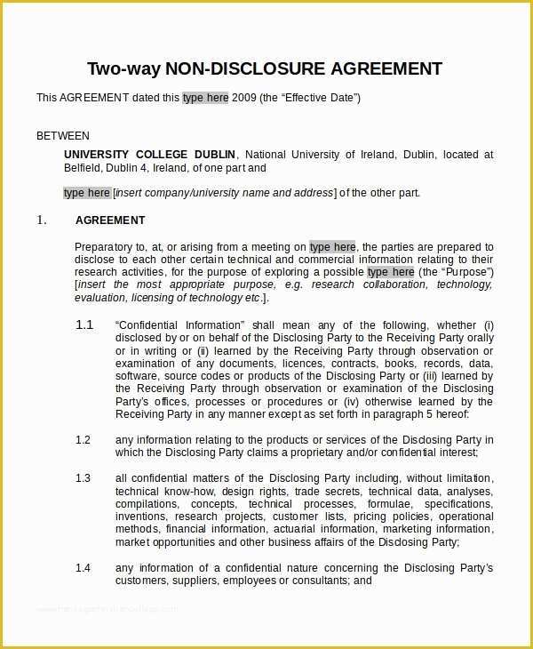 50 Free Non Disclosure Agreement Template