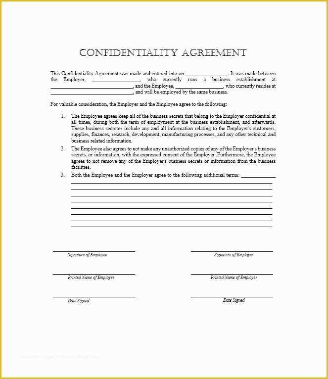 Free Non Disclosure Agreement Template Of 41 Free Non Disclosure Agreement Templates Samples