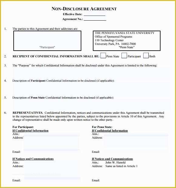 Free Non Disclosure Agreement Template Of 7 Free Non Disclosure Agreement Templates Excel Pdf formats