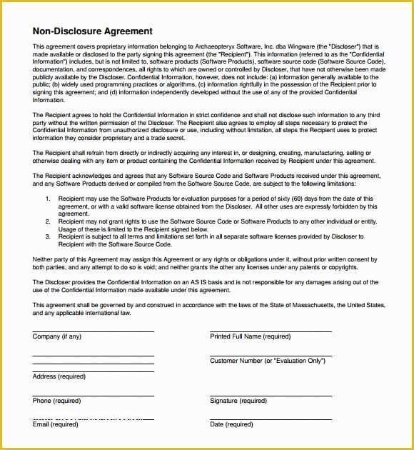 Free Non Disclosure Agreement Template Of 7 Free Non Disclosure Agreement Templates Excel Pdf formats