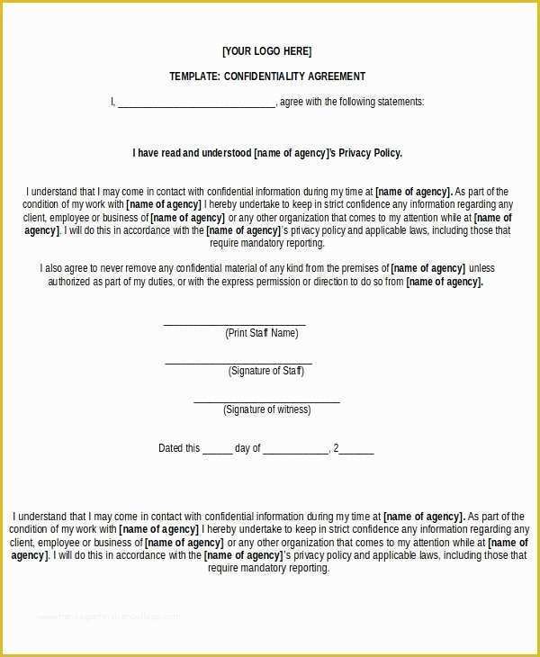 Free Non Disclosure Agreement Template Of Free Non Disclosure Agreement form – 10 Free Word Pdf