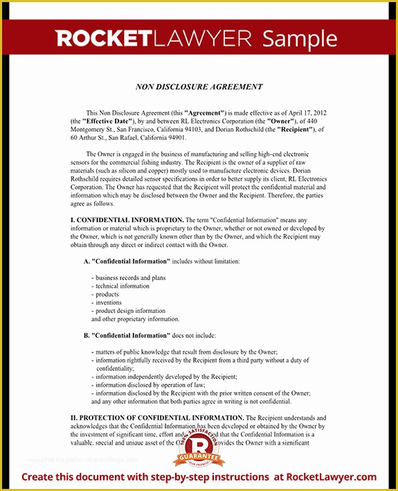 Free Non Disclosure Agreement Template Of Non Disclosure Agreement Template