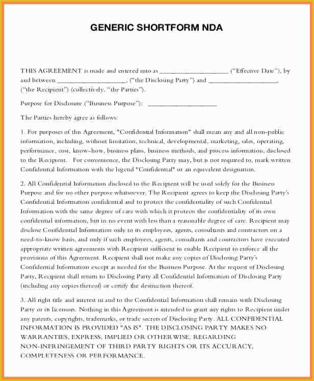 Free Non Disclosure Agreement Template Pdf Of 5 Standard Non Disclosure Agreement Template