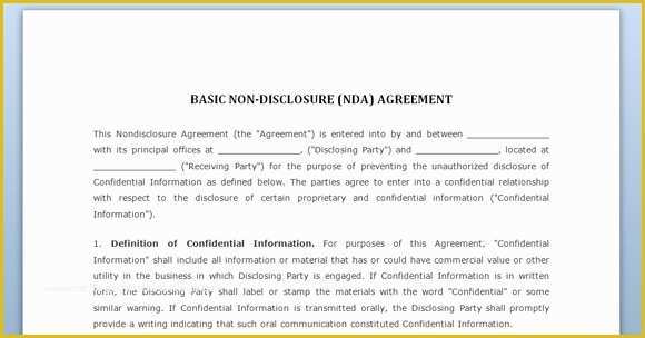 Free Non Disclosure Agreement Template Pdf Of Free Confidentiality Agreement Negotiation Template for Word