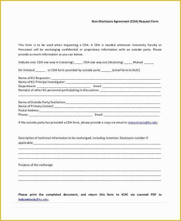 Free Non Disclosure Agreement Template Pdf Of Standard Non Disclosure Agreement form 20 Free Word