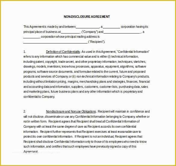 Free Non Disclosure Agreement Template Word Of 19 Word Non Disclosure Agreement Templates Free Download