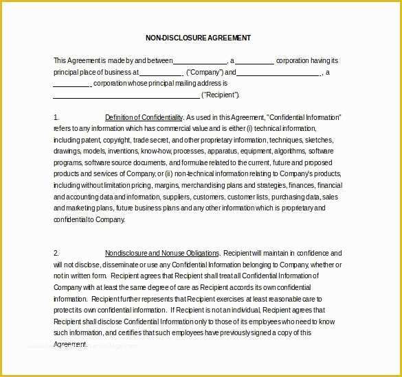 Free Non Disclosure Agreement Template Word Of 19 Word Non Disclosure Agreement Templates Free Download