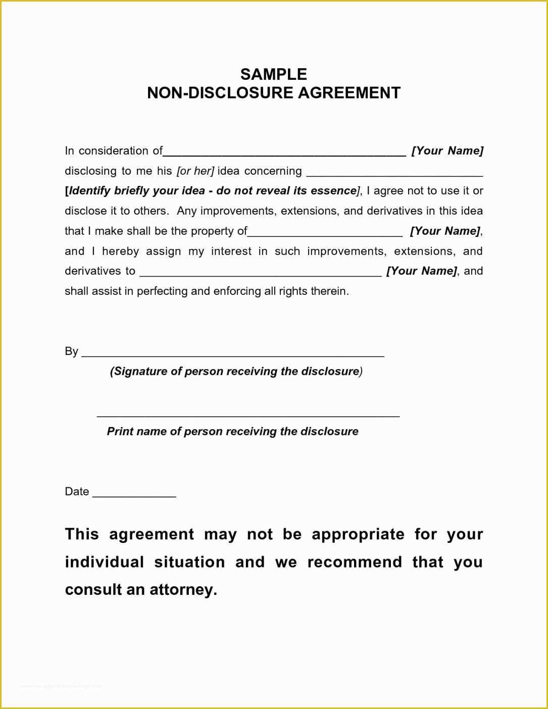 Free Non Disclosure Agreement Template Word Of Employee Non Disclosure and Confidentiality Agreement