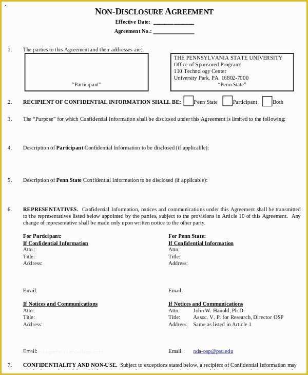 Free Non Disclosure Agreement Template Word Of Standard Non Disclosure Agreement form 19 Examples In