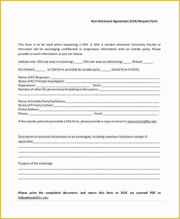 Free Non Disclosure Agreement Template Word Of Standard Non Disclosure Agreement form 20 Free Word
