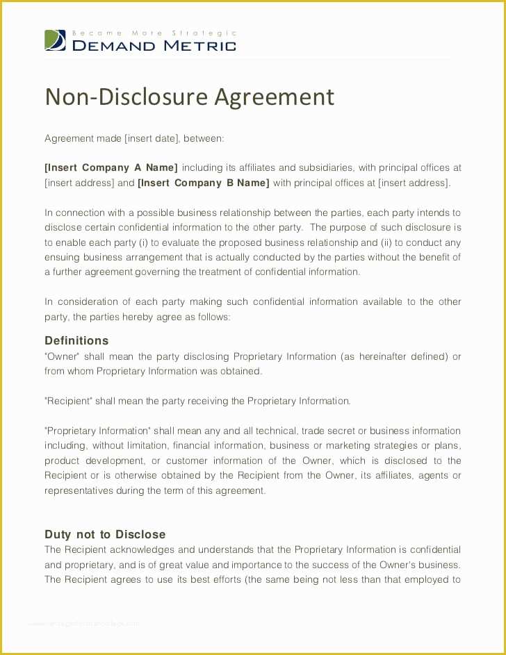 Free Non Disclosure Agreement Template Word Of top 5 Free Non Disclosure Agreement Templates Word