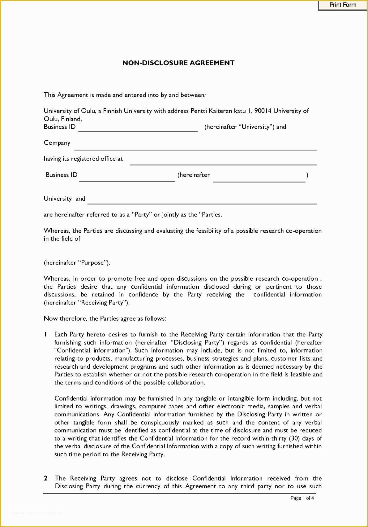 Free Non Disclosure Non Compete Agreement Template Of 10 Non Pete Non Disclosure Agreement Template Ueiku