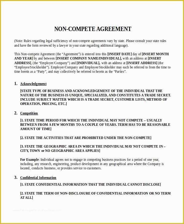 Free Non Disclosure Non Compete Agreement Template Of 21 Non Disclosure Agreement Templates Free Sample