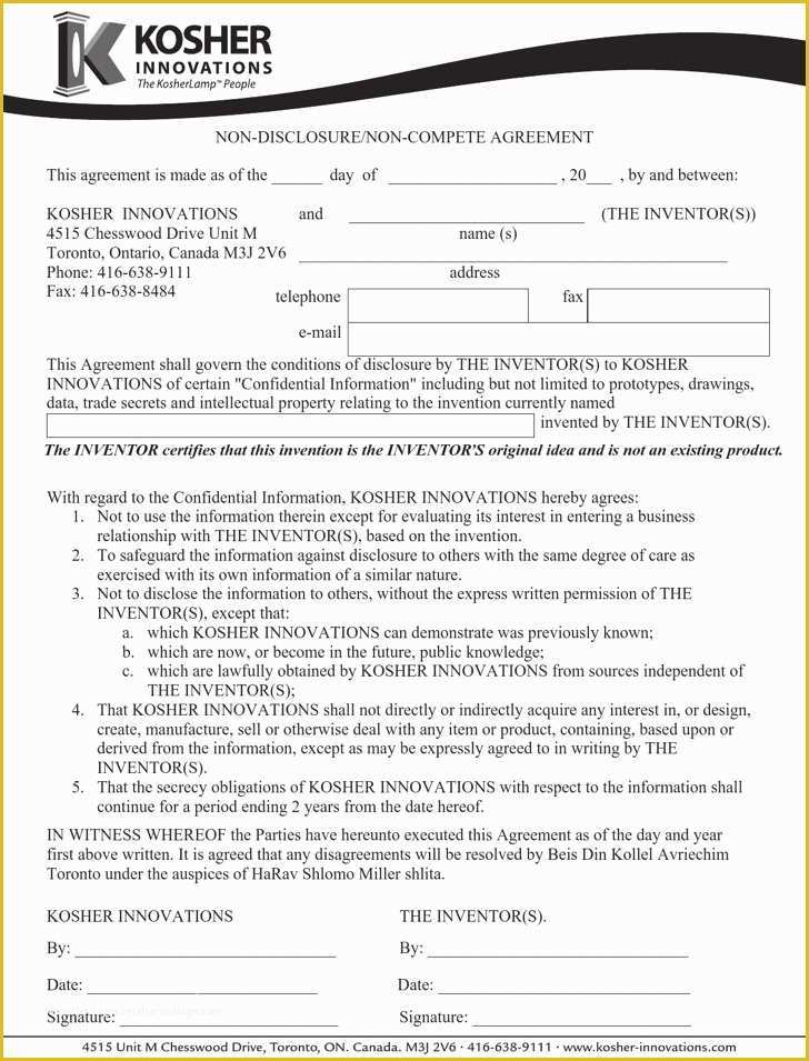 Free Non Disclosure Non Compete Agreement Template Of Download Sample Non Disclosure Non Pete Agreements for