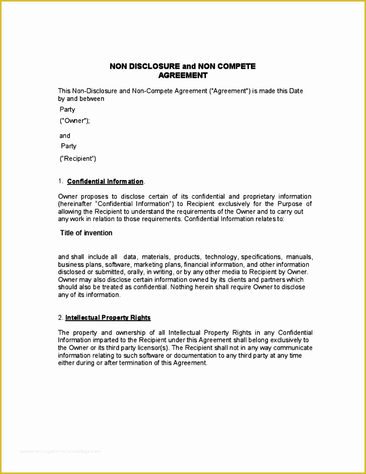 Free Non Disclosure Non Compete Agreement Template Of Non Disclosure and Non Pete Agreement Free Download