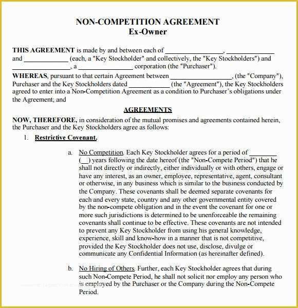 Free Non Disclosure Non Compete Agreement Template Of Non Pete Agreement 7 Free Samples Examples