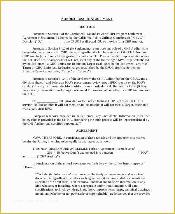 Free Non Disclosure Template Of 20 Non Disclosure Agreement Templates Doc Pdf