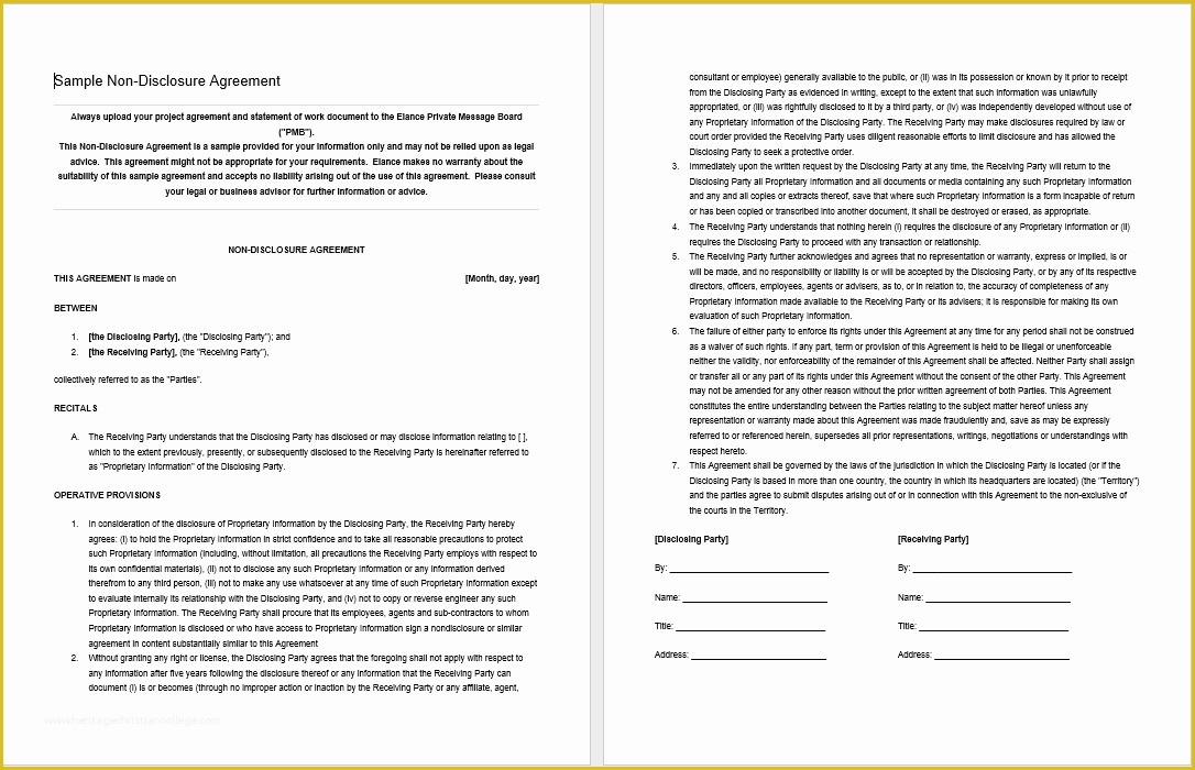 Free Non Disclosure Template Of 21 Free Employee Non Disclosure Agreement Templates