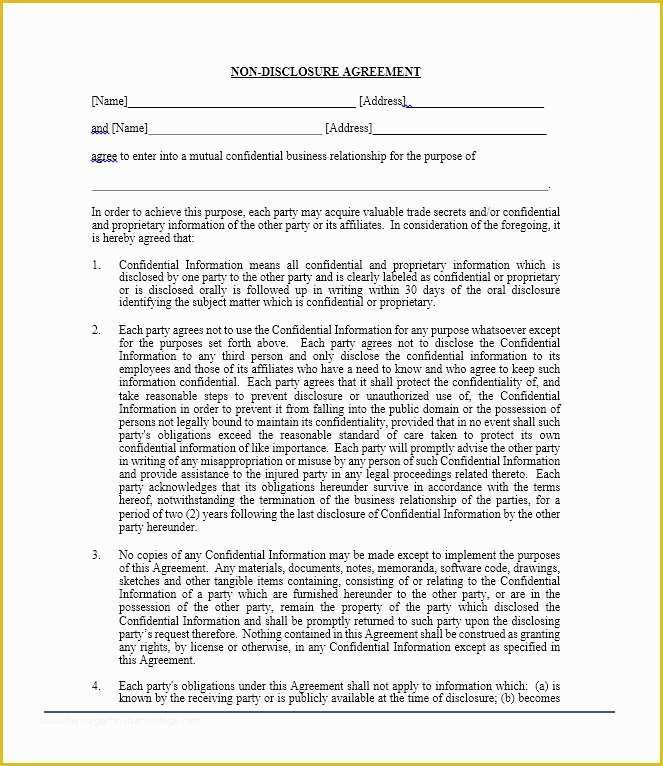 Free Non Disclosure Template Of 40 Non Disclosure Agreement Templates Samples &amp; forms