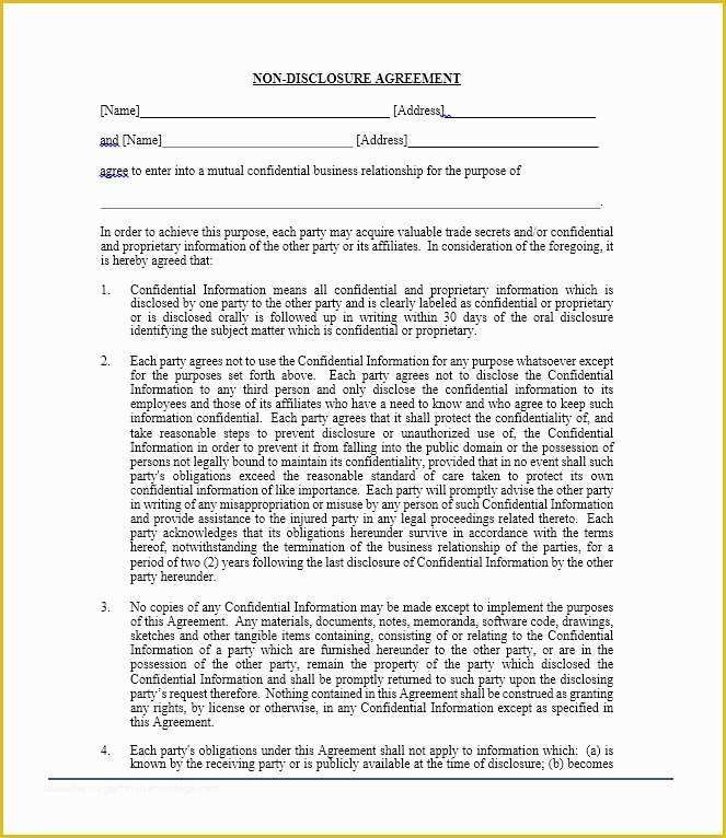 Free Non Disclosure Template Of 40 Non Disclosure Agreement Templates Samples & forms