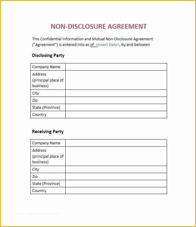 Free Non Disclosure Template Of 41 Free Non Disclosure Agreement Templates Samples