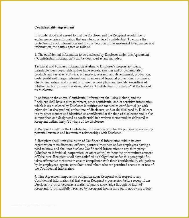 Free Non Disclosure Template Of 41 Free Non Disclosure Agreement Templates Samples