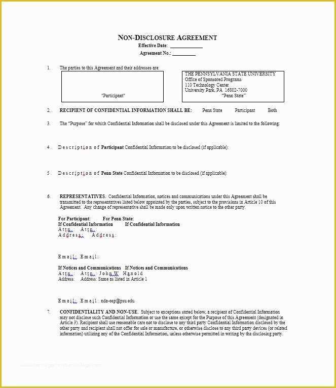 Free Non Disclosure Template Of 41 Free Non Disclosure Agreement Templates Samples