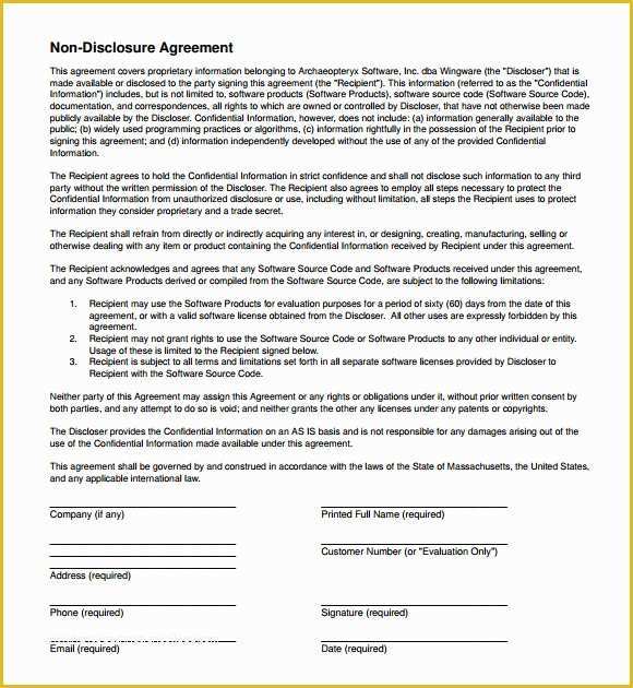 Free Non Disclosure Template Of 8 Sample Non Disclosure Agreements