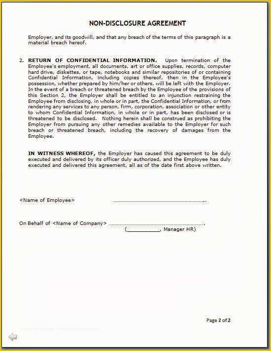 Free Non Disclosure Template Of Non Disclosure Agreement forms Video Search Engine at