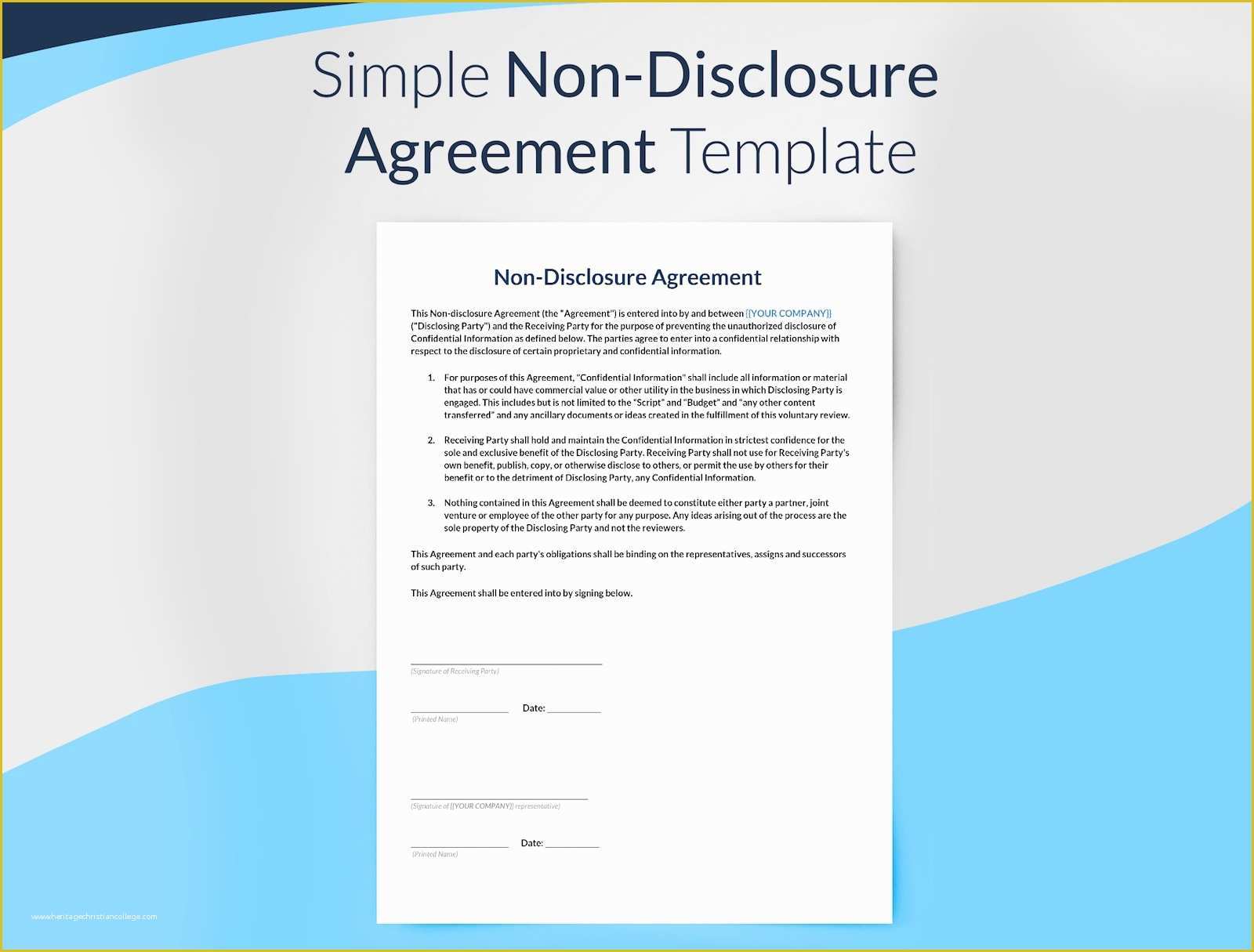 Free Non Disclosure Template Of Non Disclosure Agreement Template Free Download