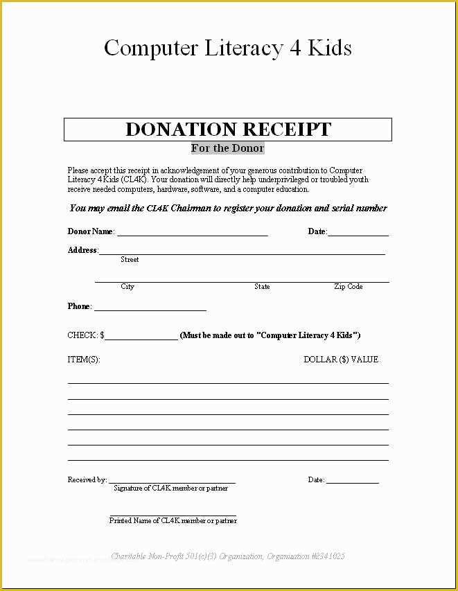 Free Non Profit Donation Receipt Template Of 4 Donation Receipt Templates Excel Xlts