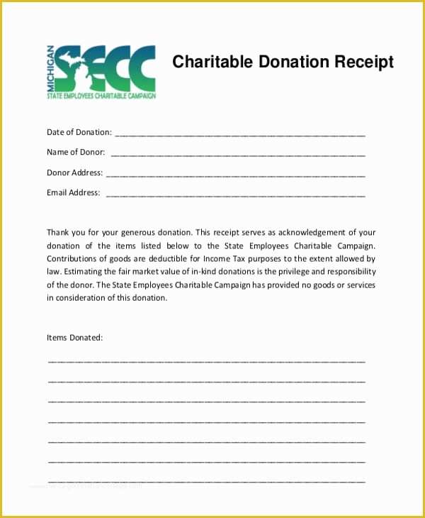 Free Non Profit Donation Receipt Template Of 5 Charitable Donation Receipt Templates formats