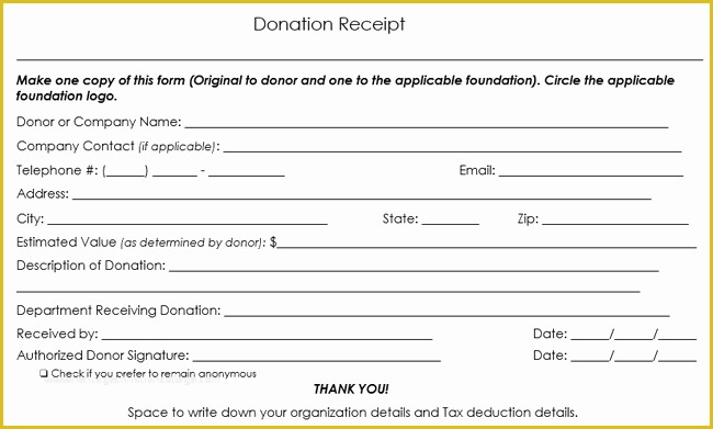Free Non Profit Donation Receipt Template Of Donation Receipt Template 12 Free Samples In Word and Excel