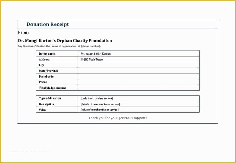 Free Non Profit Donation Receipt Template Of Free 6 Printable Charitable Donation Receipt Template