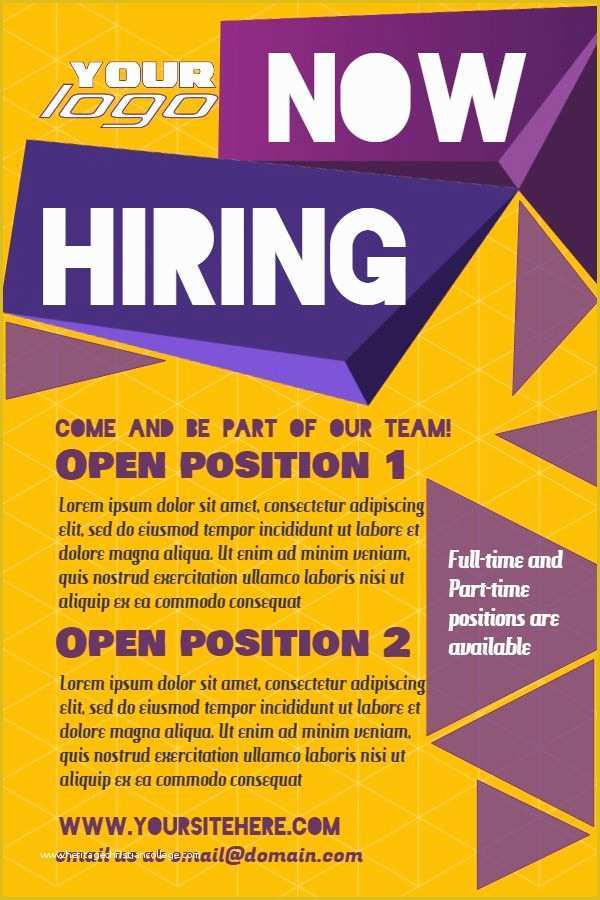 Free now Hiring Flyer Template Of Yellow Hiring Poster Design Template to Customize now