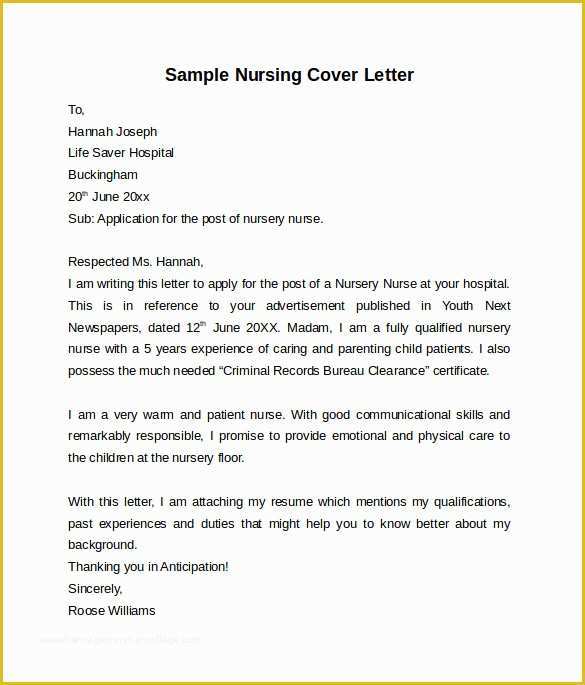 Free Nursing Cover Letter Templates Of 10 Nursing Cover Letter Template free-nursing-cover-letter-templates-of-10-nursing-cover-letter-template