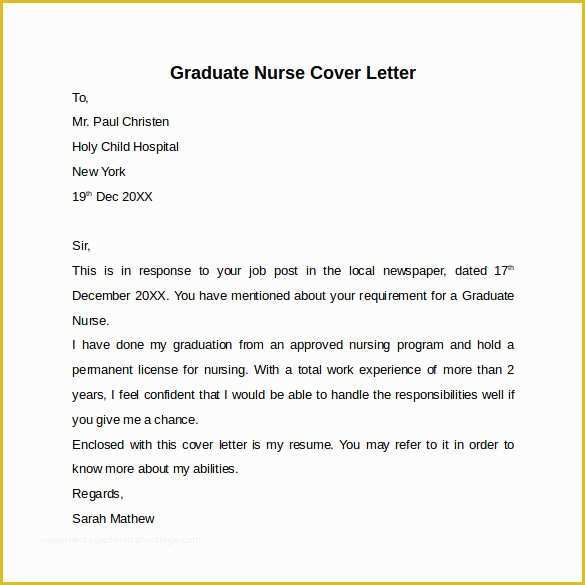 Free Nursing Cover Letter Templates Of 10 Nursing Cover Letter Template – Samples Examples