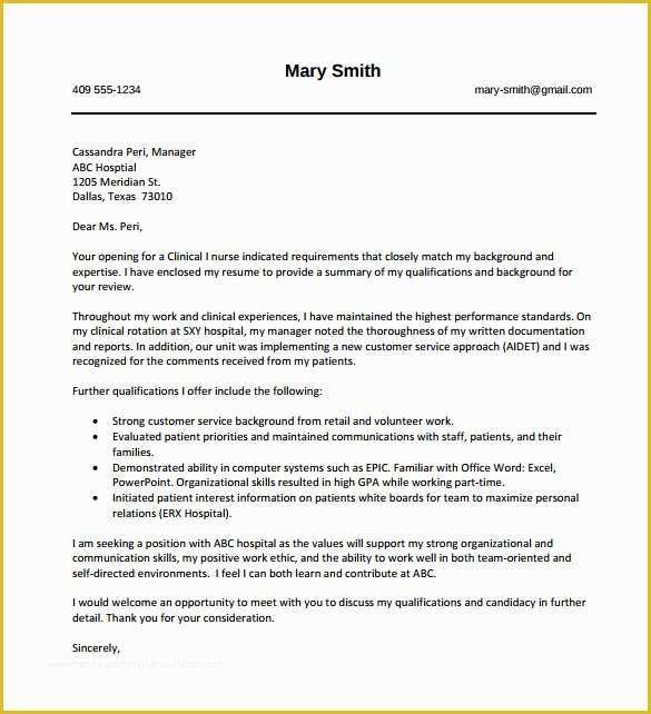 Free Nursing Cover Letter Templates Of 8 Nursing Cover Letter Templates Free Sample Example