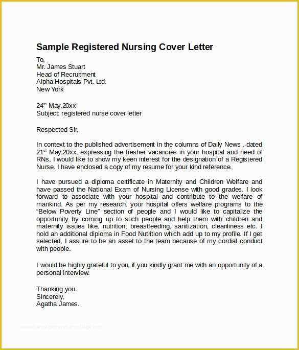 Free Nursing Cover Letter Templates Of 8 Nursing Cover Letter Templates to Download