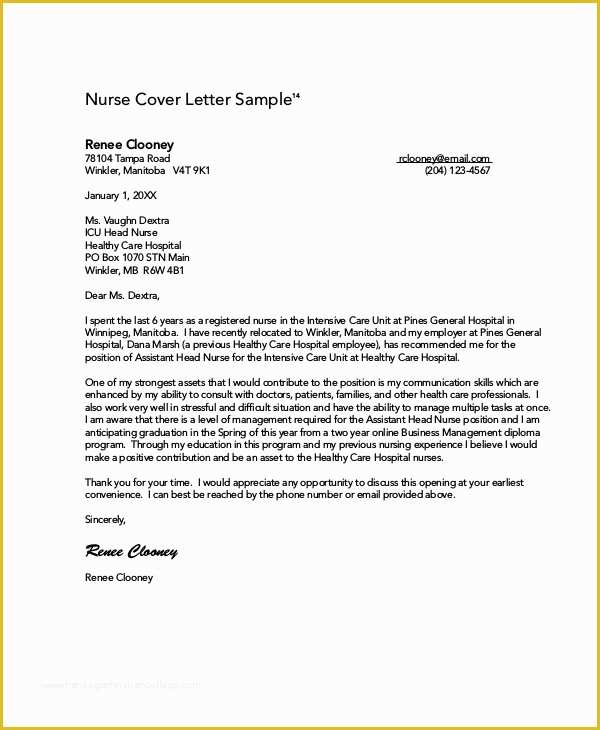 Free Nursing Cover Letter Templates Of Nursing Cover Letter Example 11 Free Word Pdf