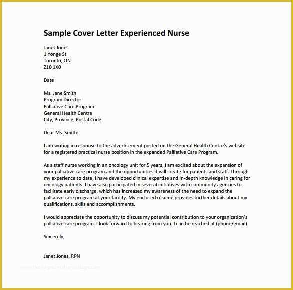 Free Nursing Cover Letter Templates Of Nursing Cover Letter Template – 8 Free Word Pdf